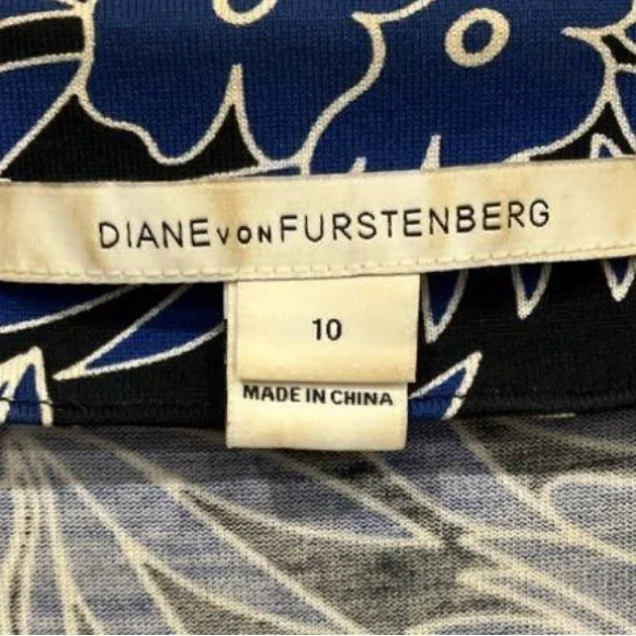 🛑 1 hour sale. Diane Von Furstenberg, Women's Blue Midi Dress Size 10 - Picture 7 of 11
